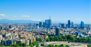 Photo panoramique de la vue de dessus de Milan