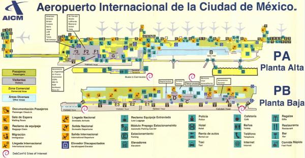 Schéma de l'aéroport international Benito Juarez